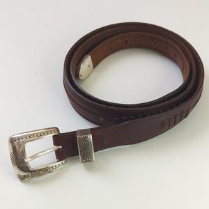 Onyx by Brighton 1993 Vintage Classic Western Genuine Leather Belt Dark Brown 46